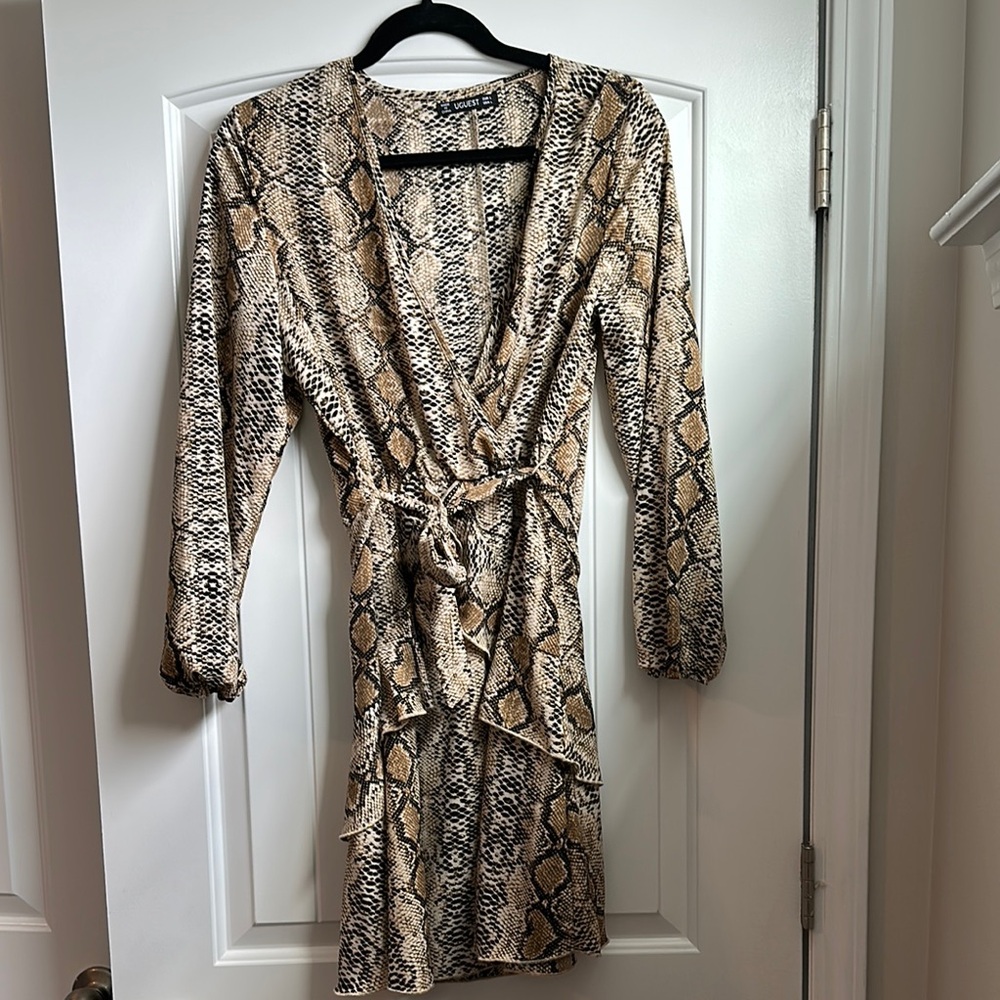 Snake Print Wrap Dress
